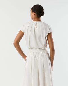Celia Top in White Paperweight Stretch Poplin