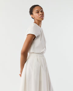 Celia Top in White Paperweight Stretch Poplin
