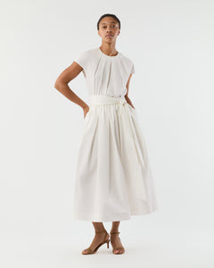 Carla Skirt in White Paperweight Stretch Poplin