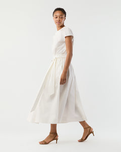 Carla Skirt in White Paperweight Stretch Poplin