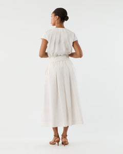 Carla Skirt in White Paperweight Stretch Poplin
