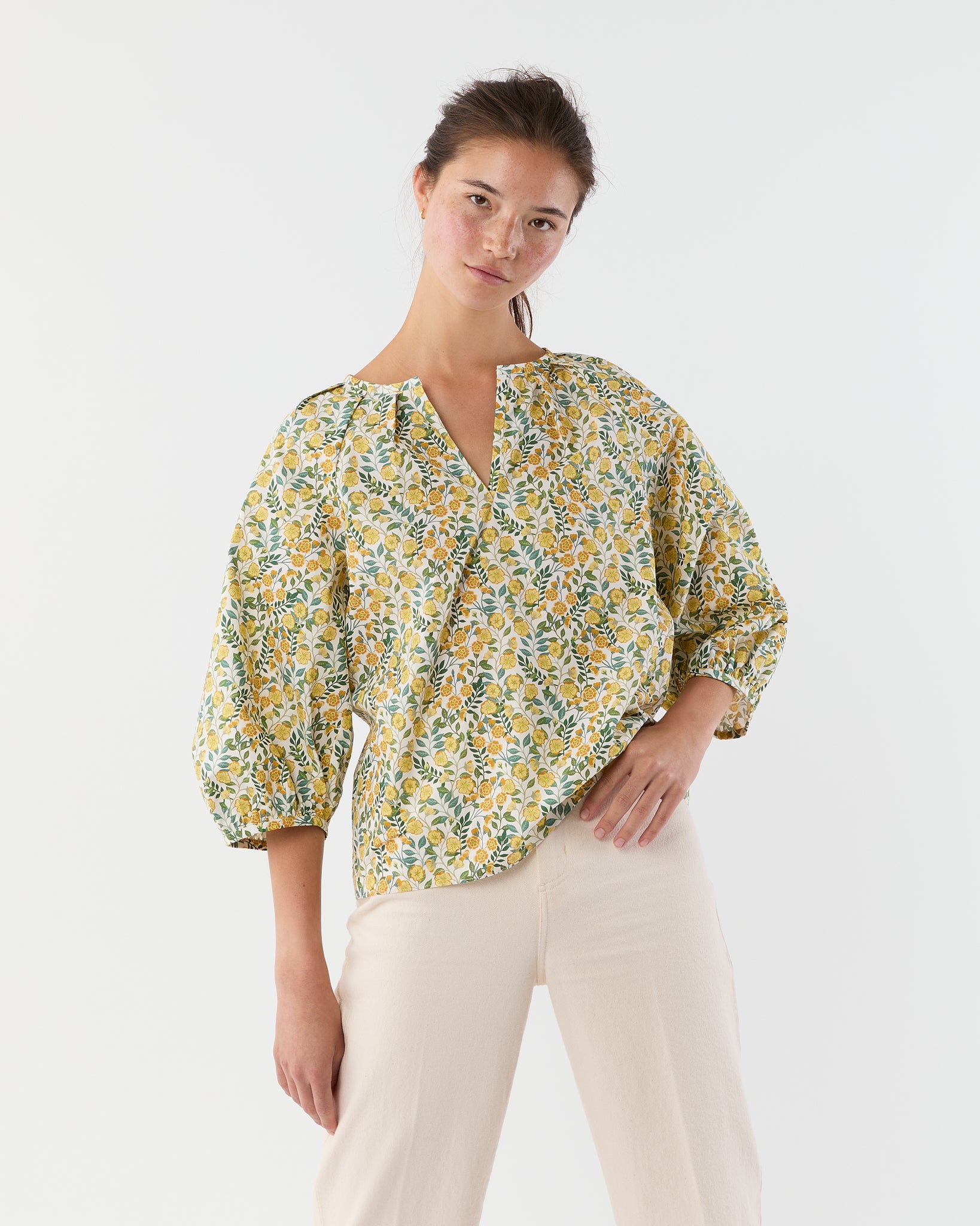 Victoria Blouse in Gold Multi Viger's Vine Liberty Fabric
