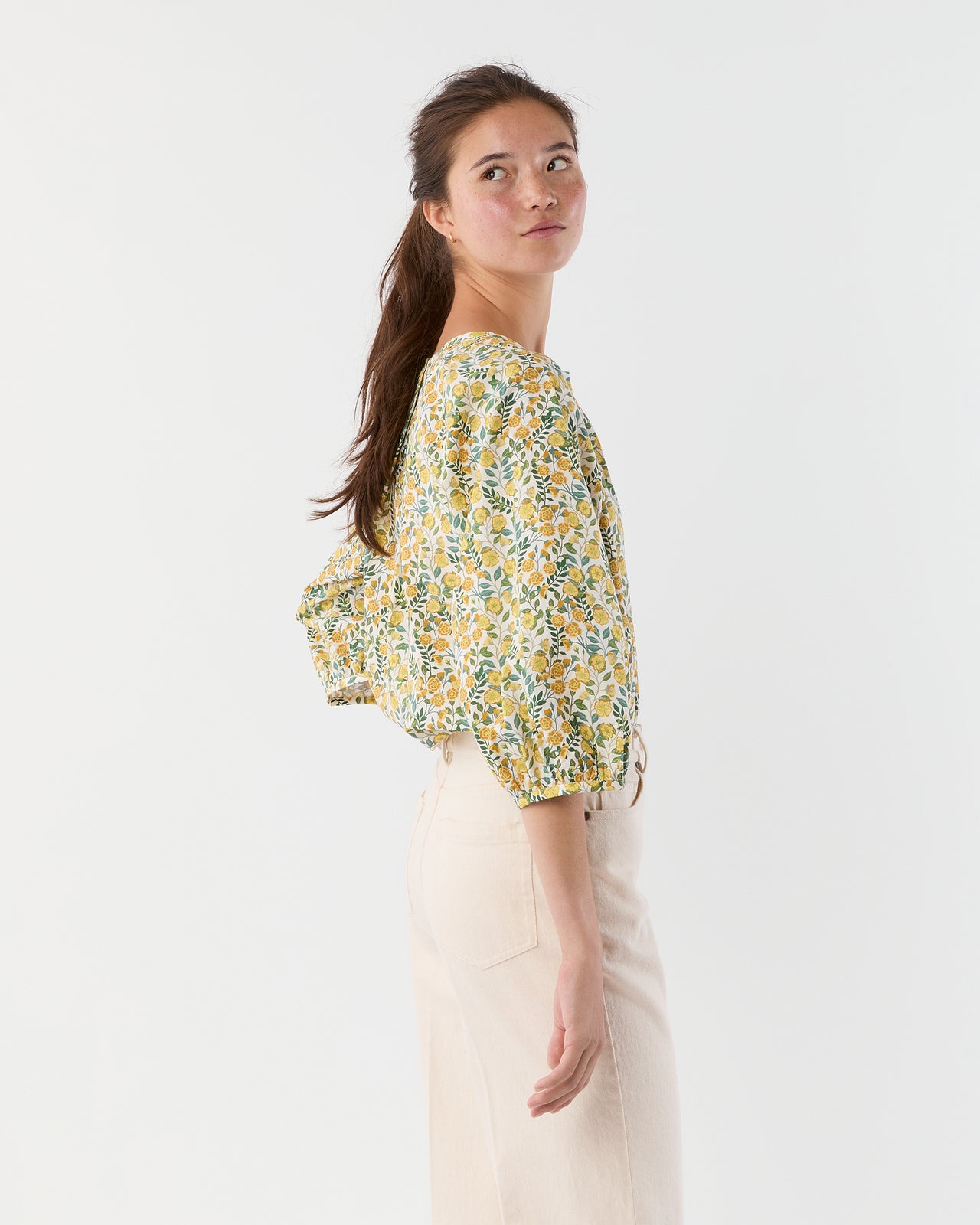 Victoria Blouse in Gold Multi Viger's Vine Liberty Fabric