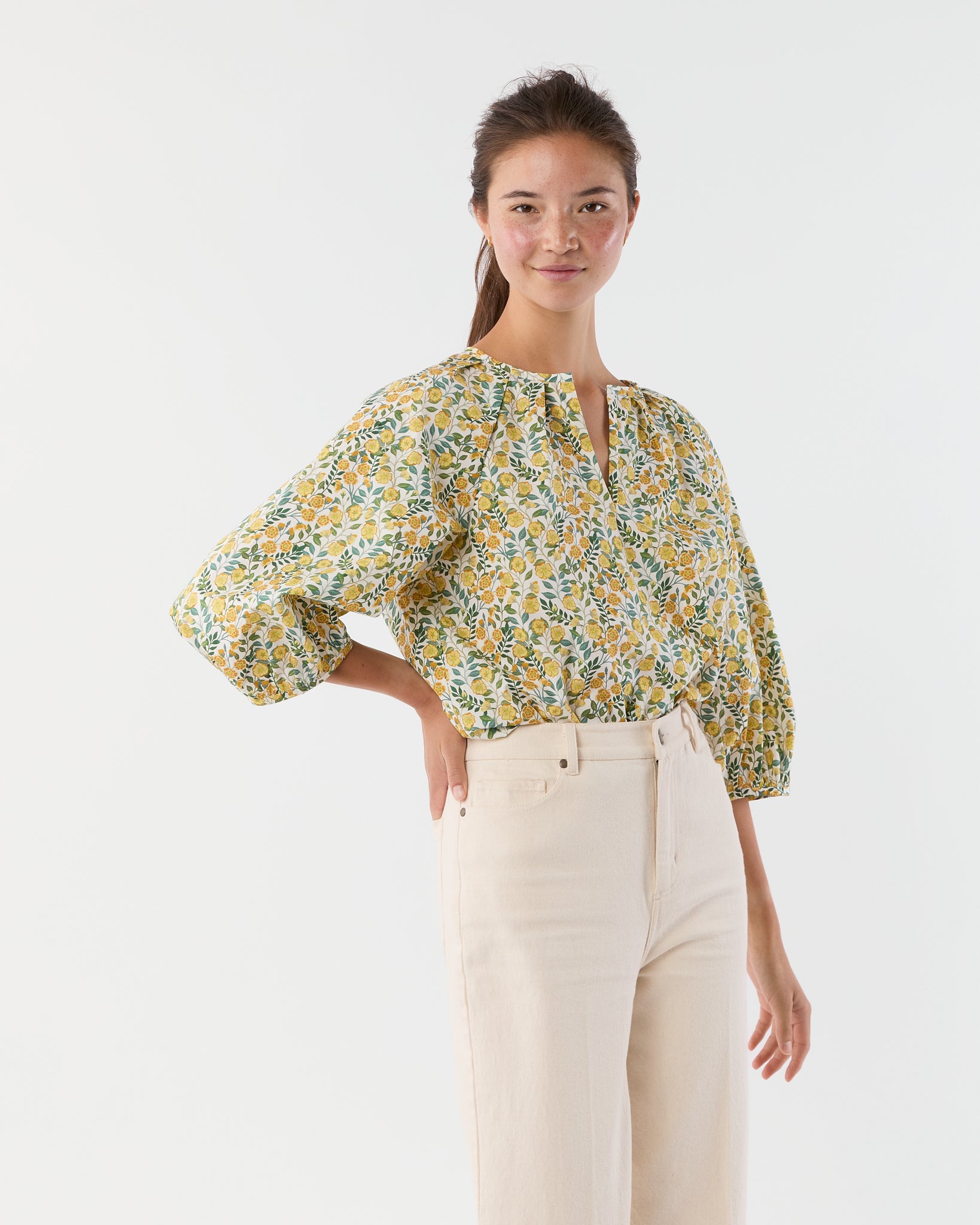 Victoria Blouse in Gold Multi Viger's Vine Liberty Fabric