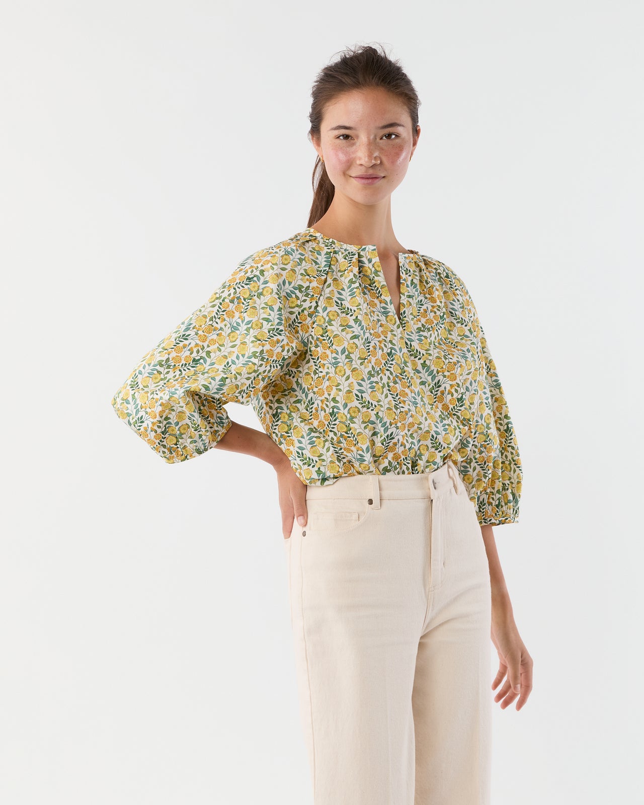 Victoria Blouse in Gold Multi Viger's Vine Liberty Fabric