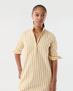 Mandarin Talitha Shirtdress in Gold/Ivory Balanced Stripe Poplin