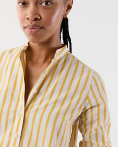 Mandarin Talitha Shirtdress in Gold/Ivory Balanced Stripe Poplin
