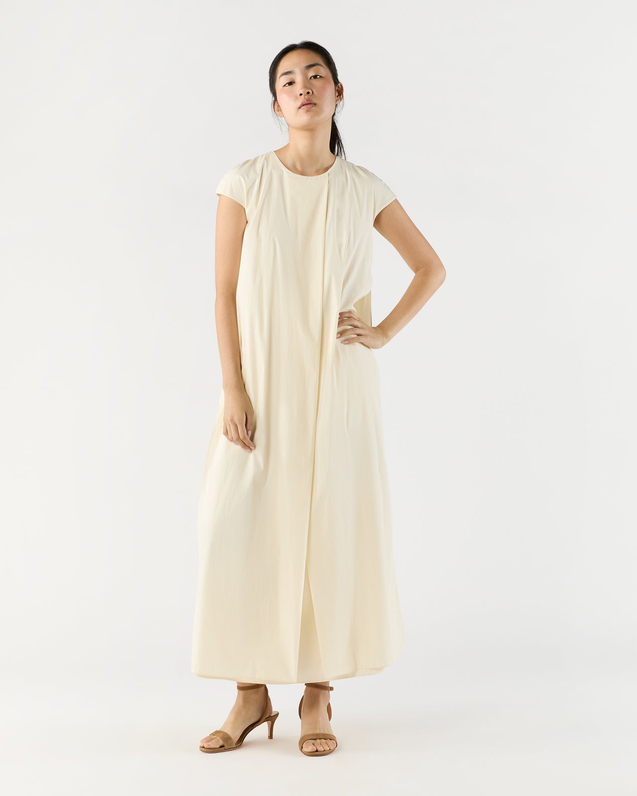 Scarlett Dress in Natural Paperweight Stretch Poplin
