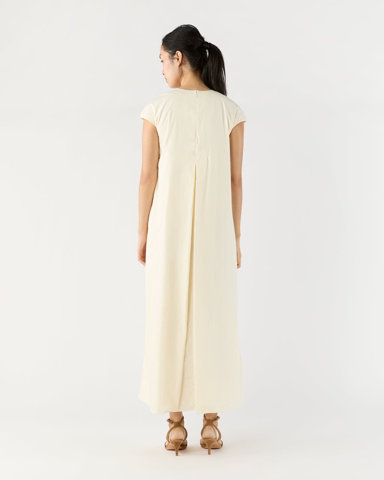 Scarlett Dress in Natural Paperweight Stretch Poplin