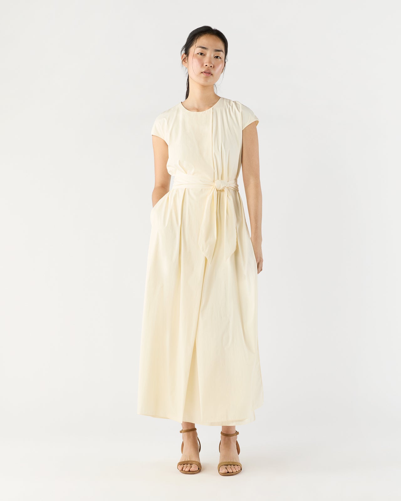 Scarlett Dress in Natural Paperweight Stretch Poplin