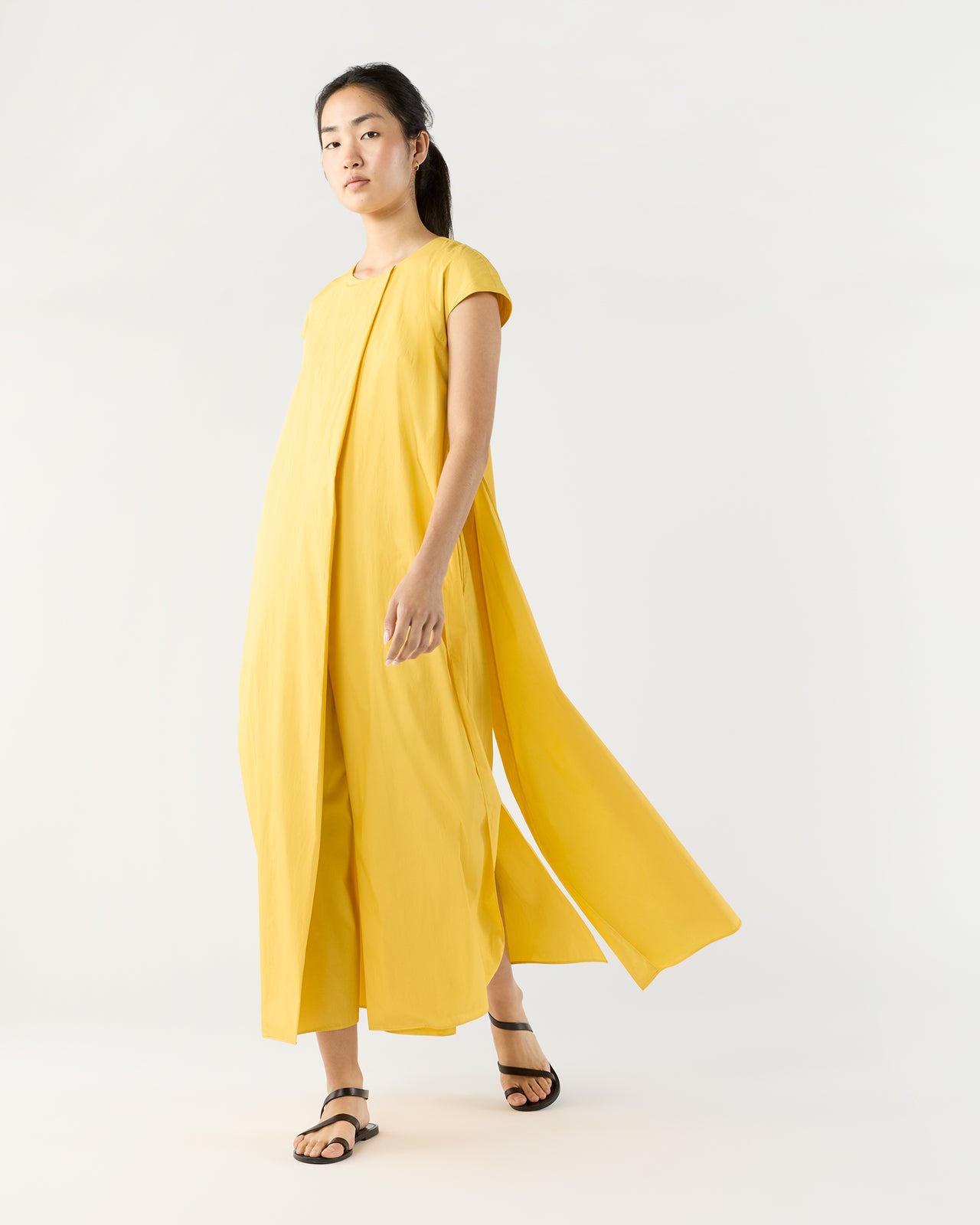 Scarlett Dress in Marigold Paperweight Stretch Poplin