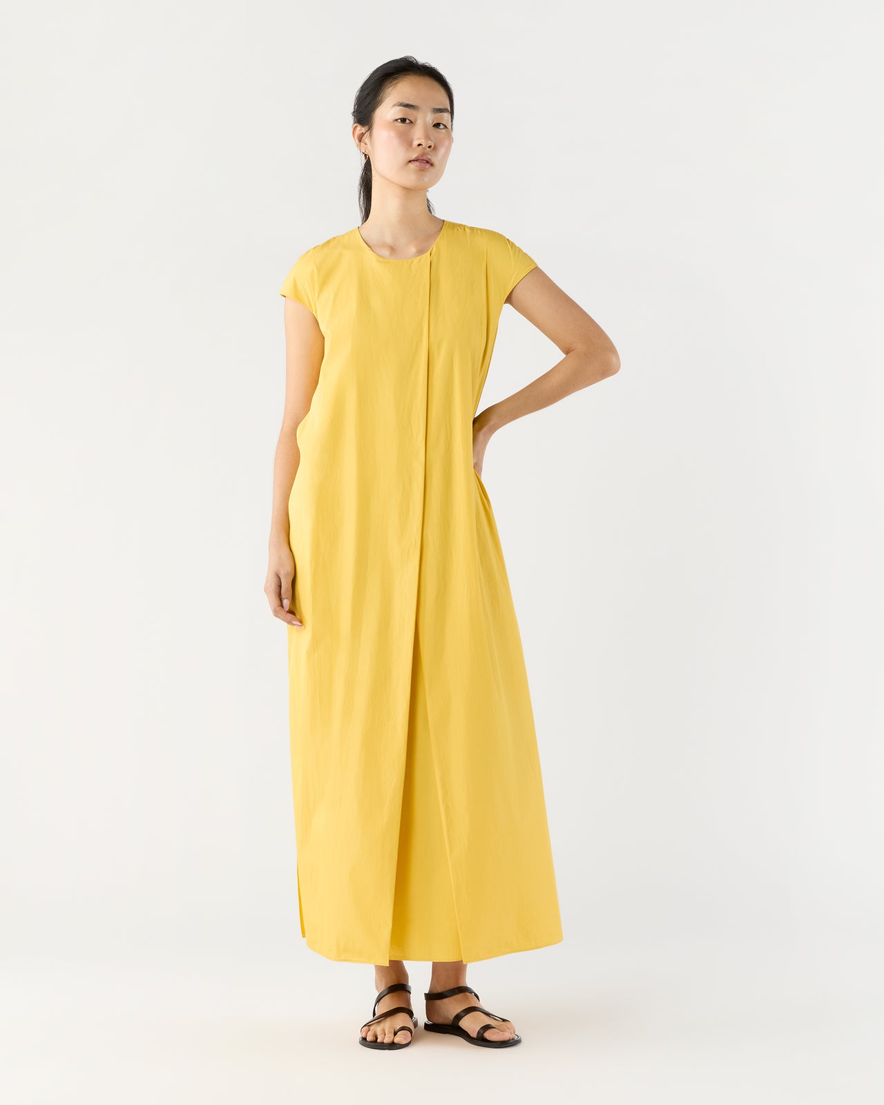 Scarlett Dress in Marigold Paperweight Stretch Poplin