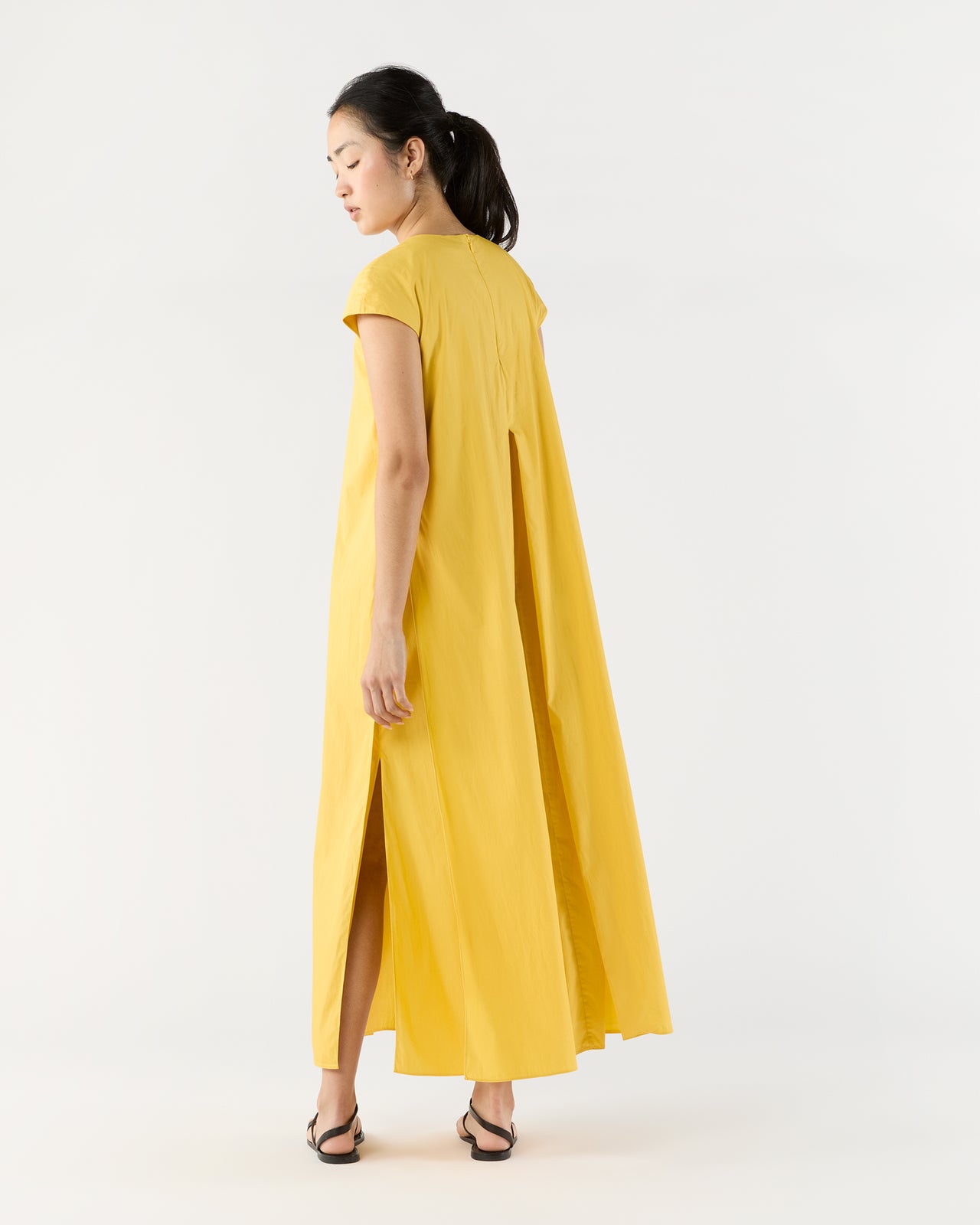 Scarlett Dress in Marigold Paperweight Stretch Poplin