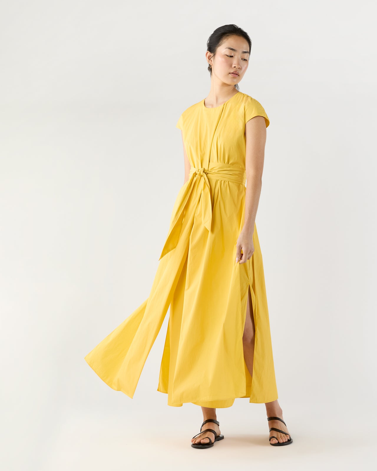 Scarlett Dress in Marigold Paperweight Stretch Poplin