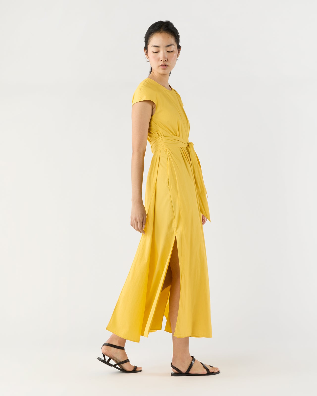 Scarlett Dress in Marigold Paperweight Stretch Poplin