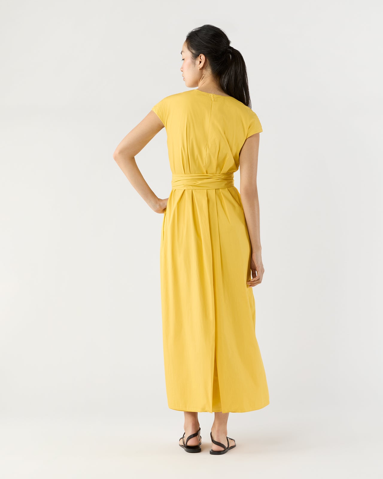 Scarlett Dress in Marigold Paperweight Stretch Poplin