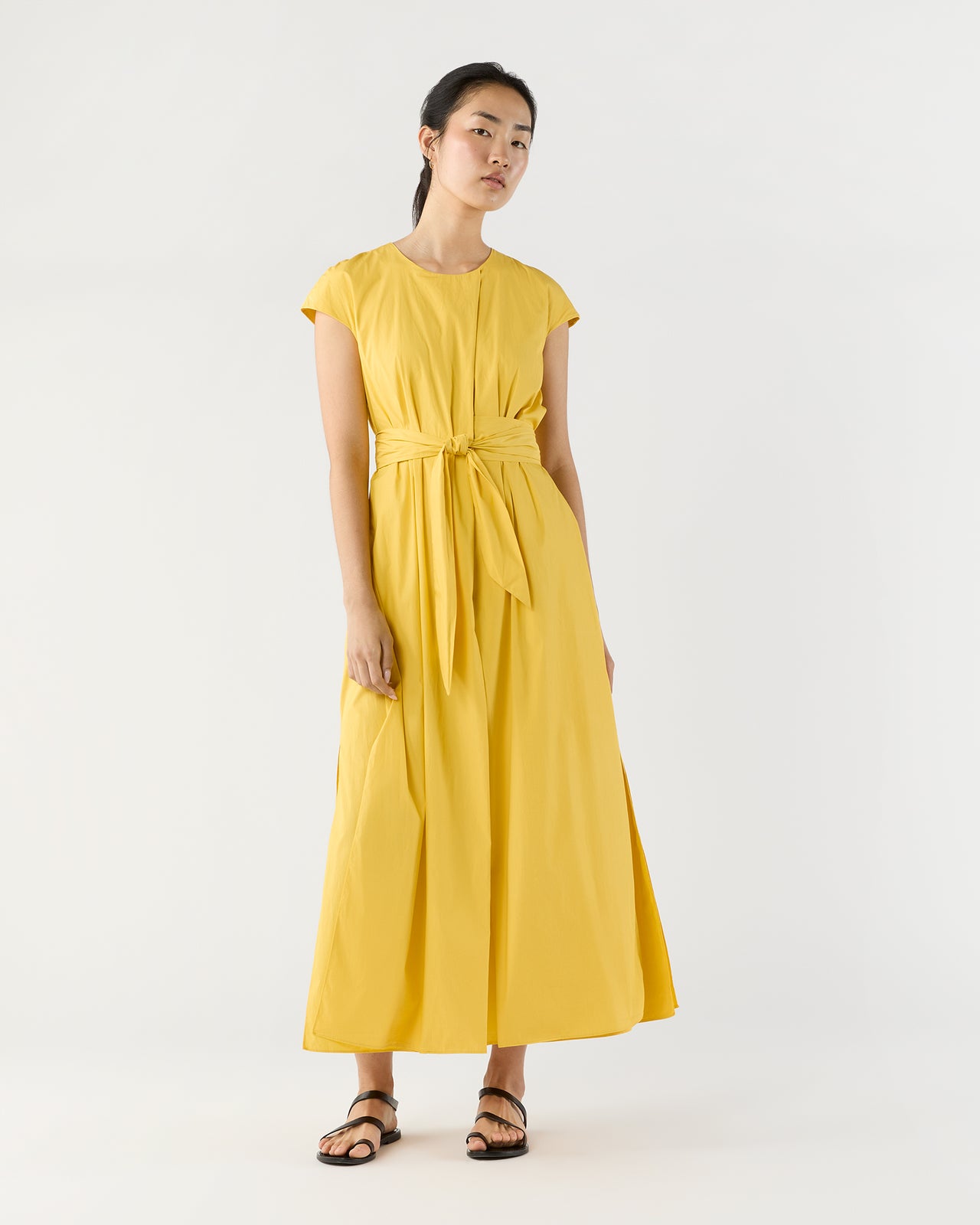 Scarlett Dress in Marigold Paperweight Stretch Poplin