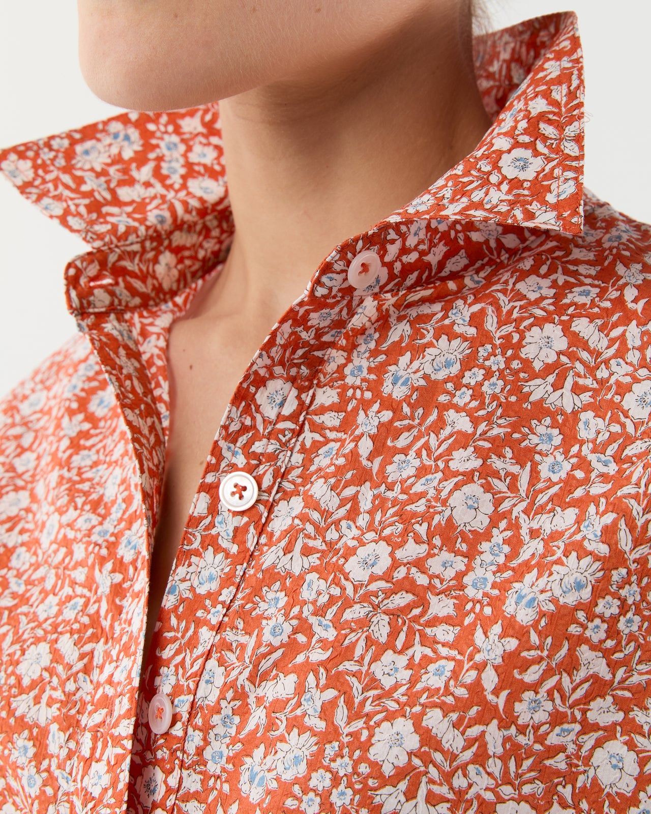 Molly Dress in Orange/Multi Floral Seersucker