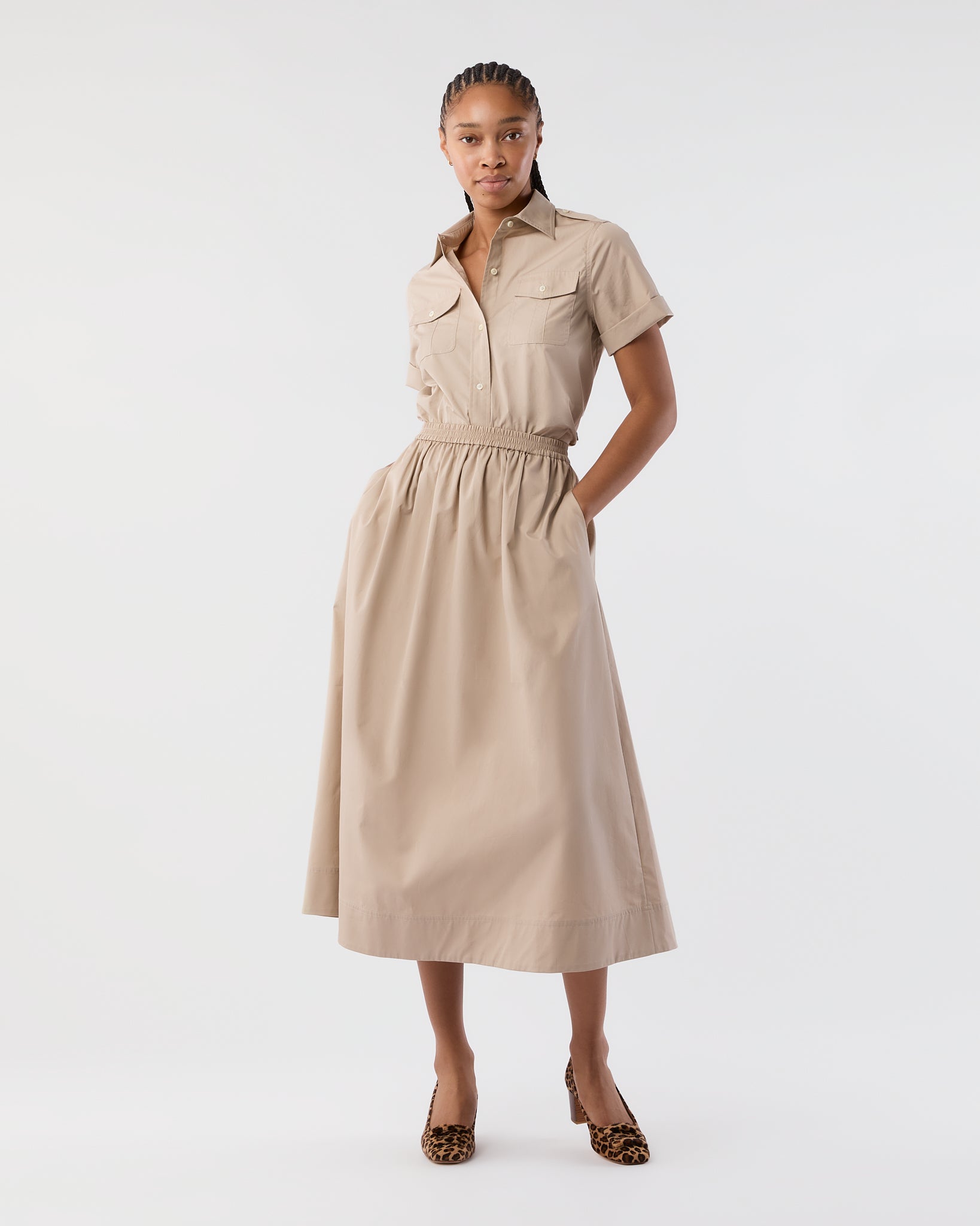 Miranda Skirt in Stone Poplin