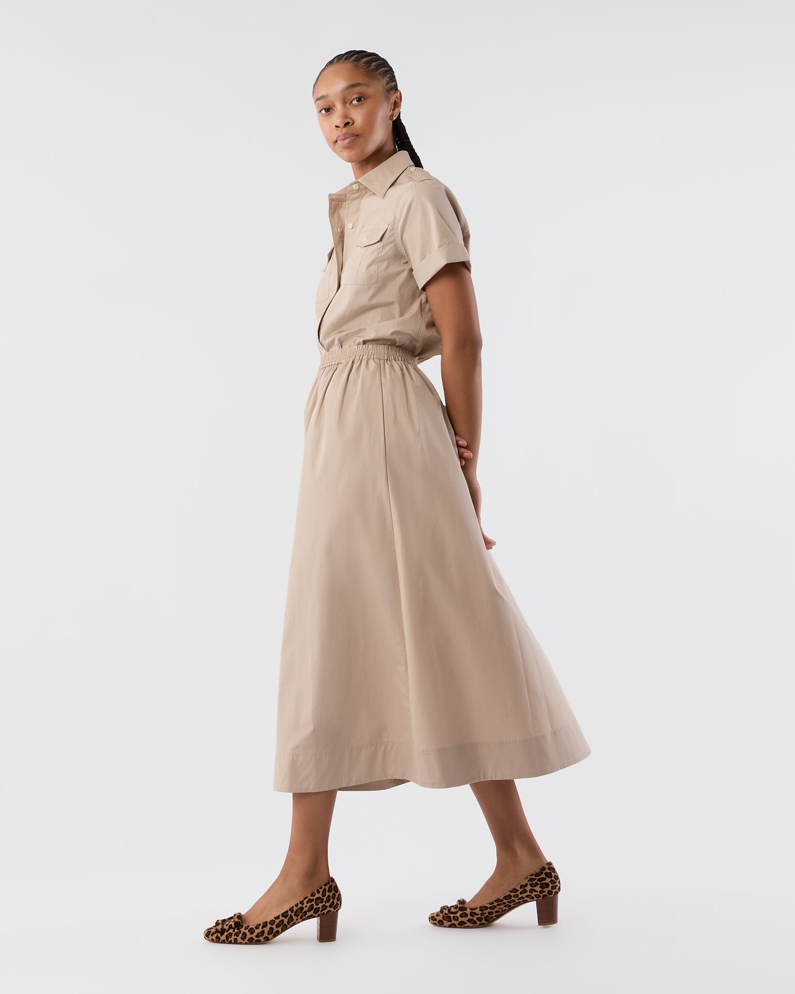 Miranda Skirt in Stone Poplin