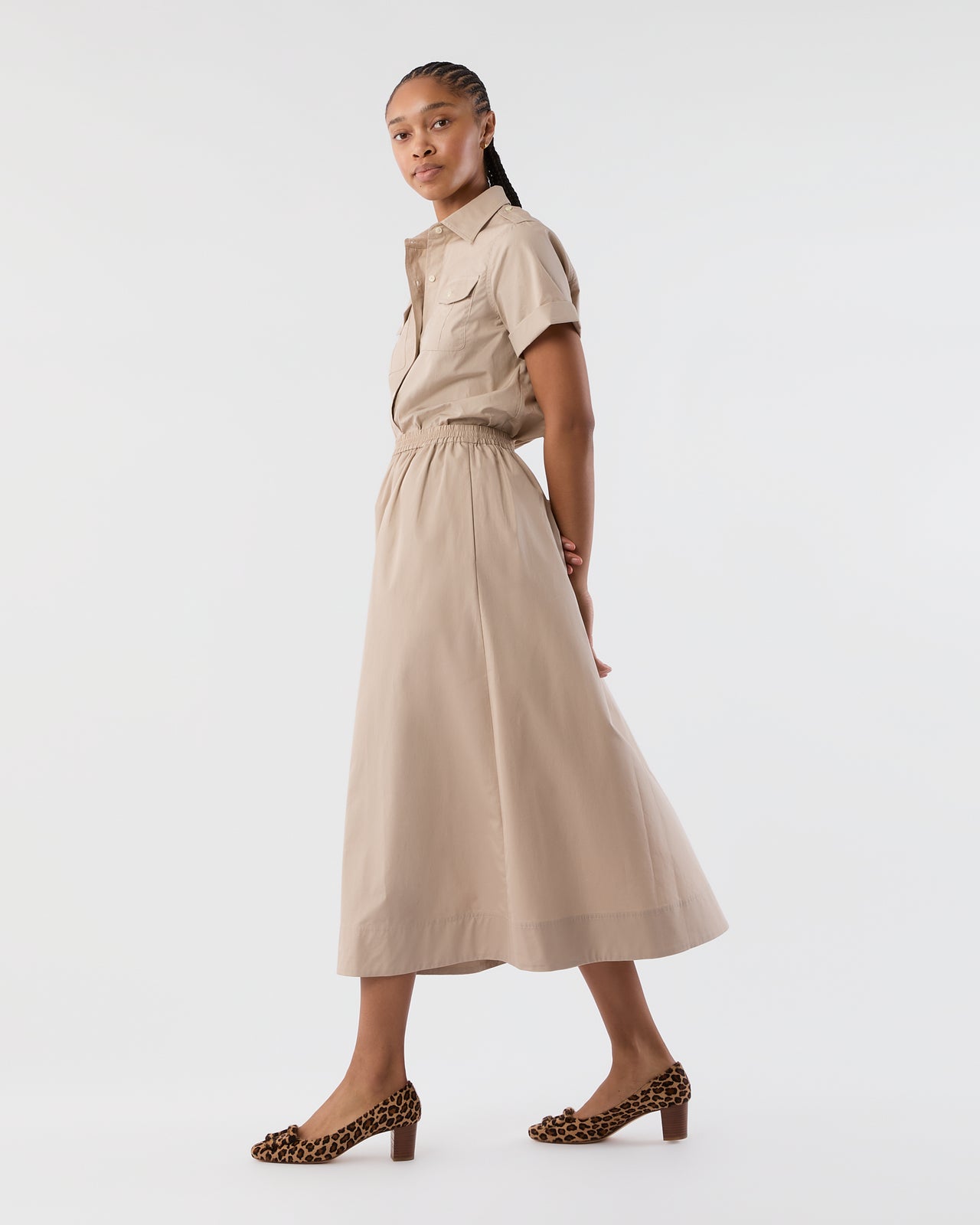 Miranda Skirt in Stone Poplin