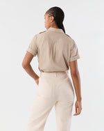 Load image into Gallery viewer, Short-Sleeved Safari Shirt in Stone Poplin
