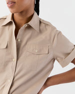 Load image into Gallery viewer, Short-Sleeved Safari Shirt in Stone Poplin
