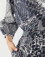 Load image into Gallery viewer, Sienna Top in Ink/Ivory Block Print Cotton Lawn
