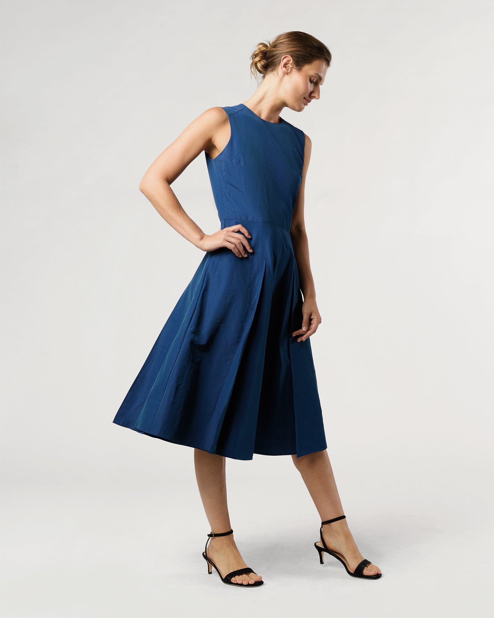 Arielle Dress in Petrol Nylon Faille