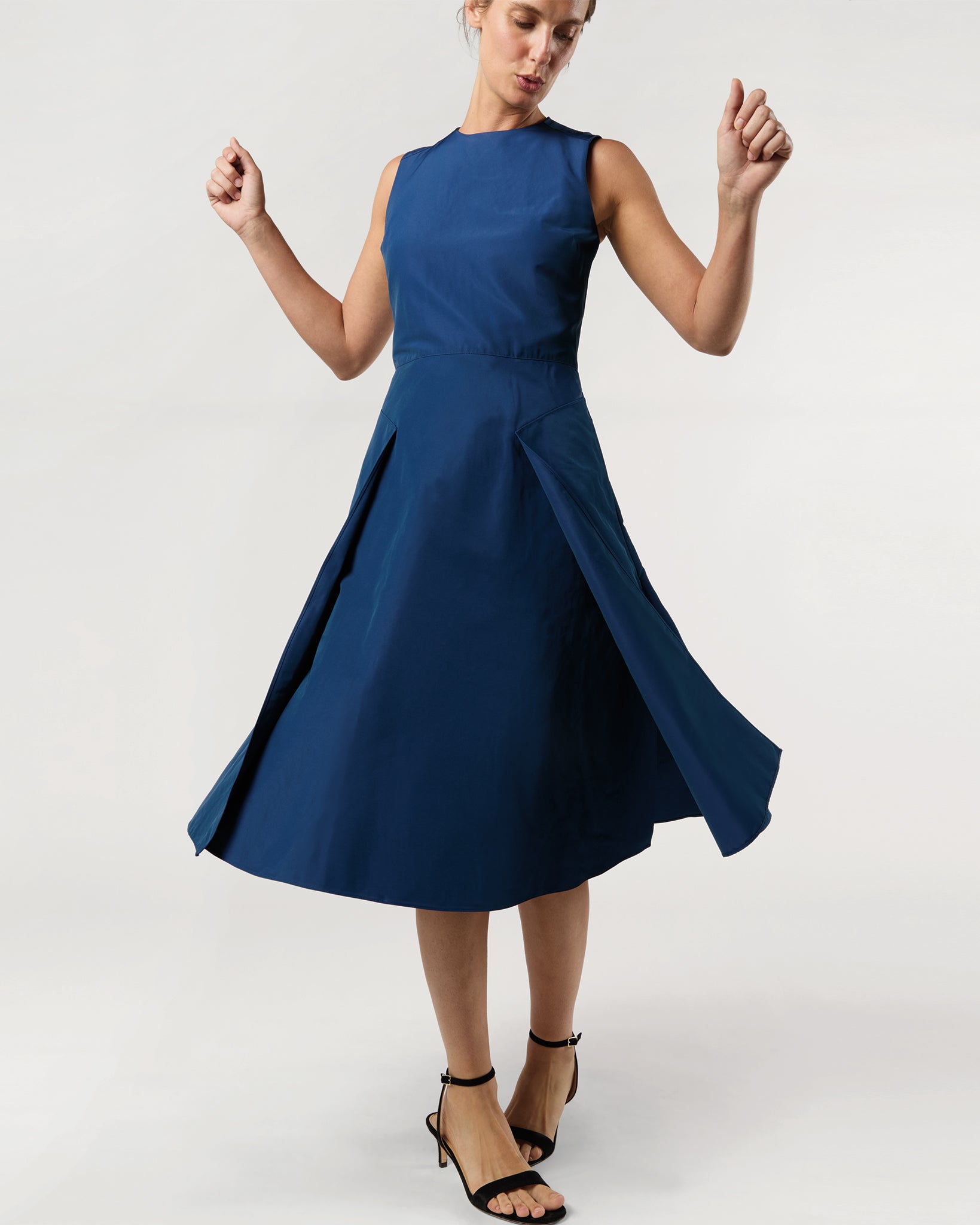 Arielle Dress in Petrol Nylon Faille