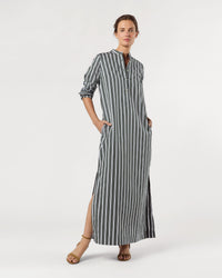 Mandarin Talitha Shirtdress in Alpine/White Multi Stripe Poplin