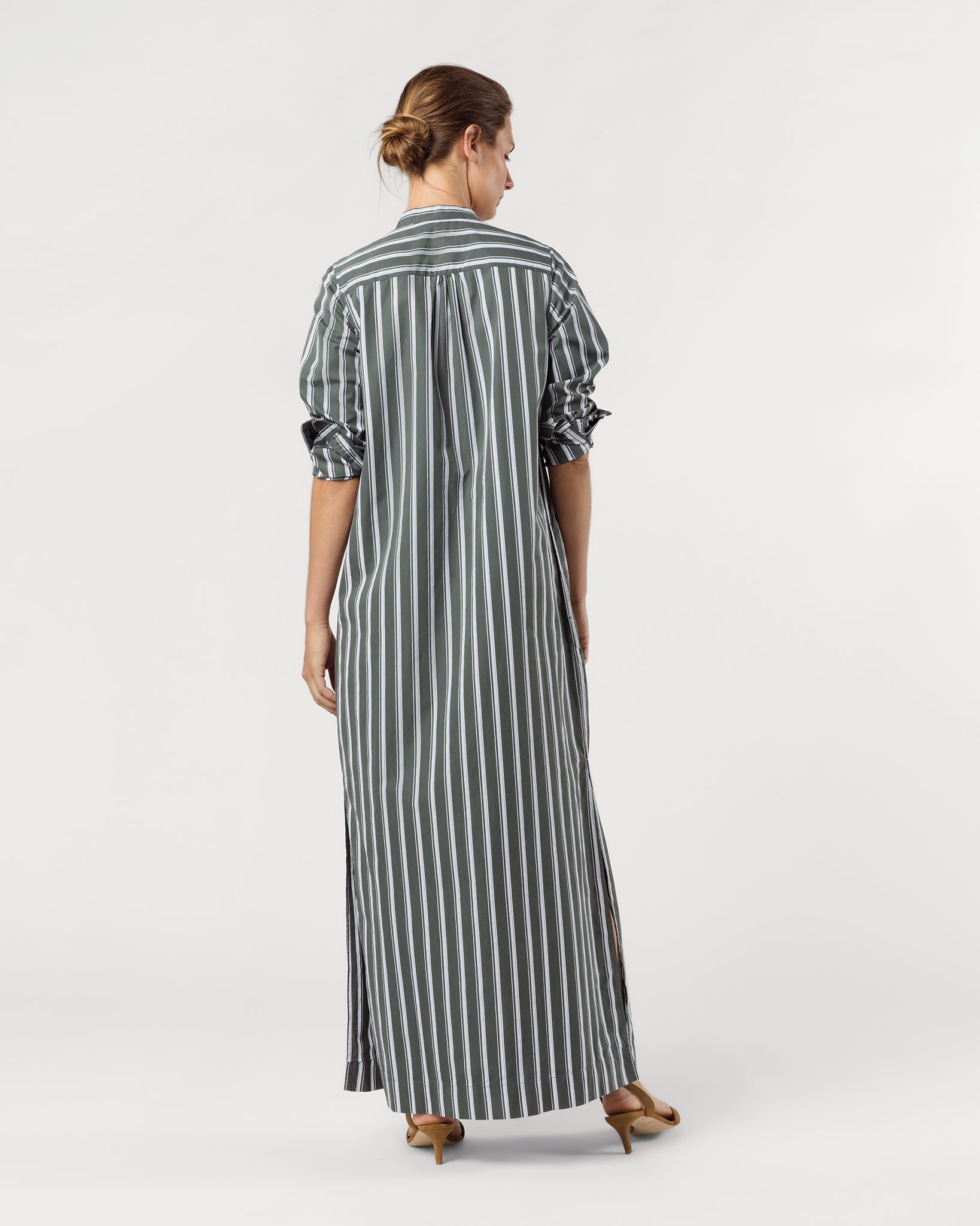 Mandarin Talitha Shirtdress in Alpine/White Multi Stripe Poplin