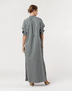 Load image into Gallery viewer, Mandarin Talitha Shirtdress in Alpine/White Multi Stripe Poplin
