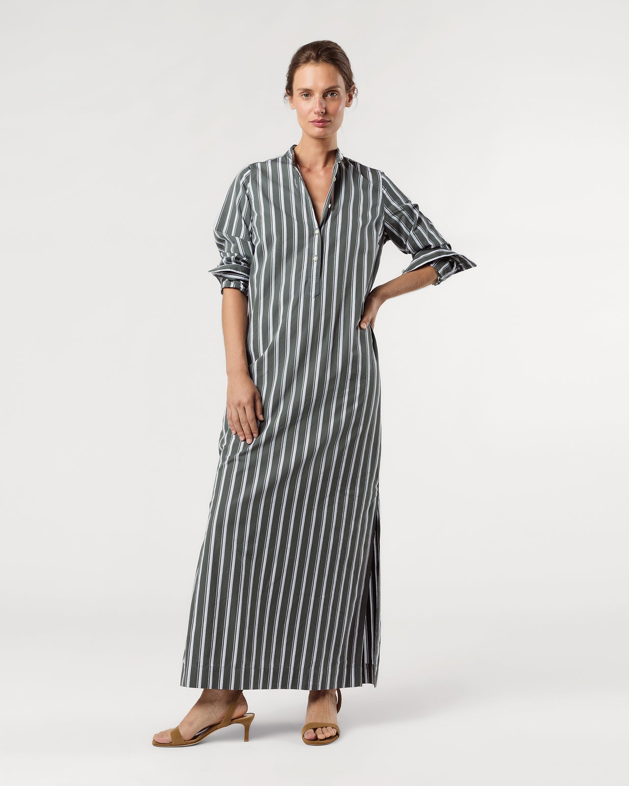 Mandarin Talitha Shirtdress in Alpine/White Multi Stripe Poplin