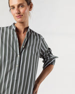 Load image into Gallery viewer, Mandarin Talitha Shirtdress in Alpine/White Multi Stripe Poplin
