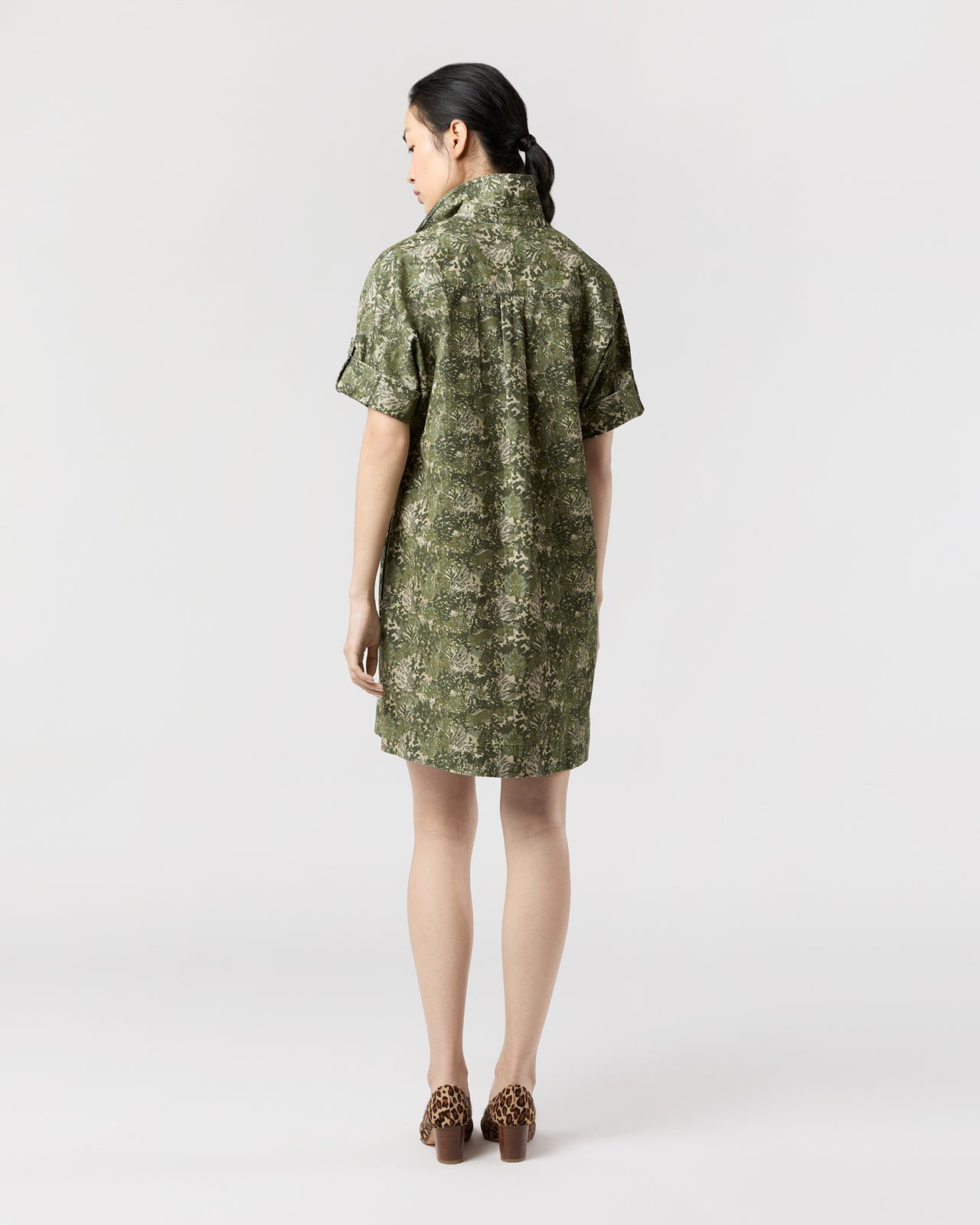 Molly Dress in Olive/Multi Harkness Forest Liberty Fabric Cord