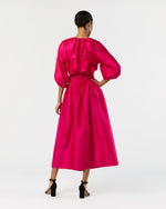 Load image into Gallery viewer, Adah Pintuck Skirt in Fuchsia Silk Shantung
