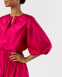 Savannah Top in Fuchsia Washed Silk Shantung