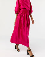 Load image into Gallery viewer, Adah Pintuck Skirt in Fuchsia Silk Shantung
