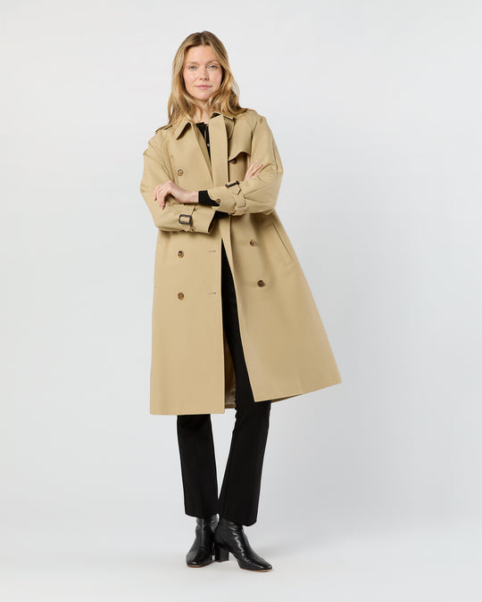 Martine Trench Coat in Khaki Compact Cotton