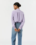 Load image into Gallery viewer, Tie-Neck Blouse in Lavender Silk Crepe de Chine
