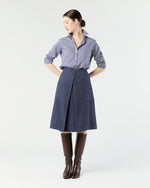 Load image into Gallery viewer, Preston Skirt in Eggplant Herringbone Harris Tweed
