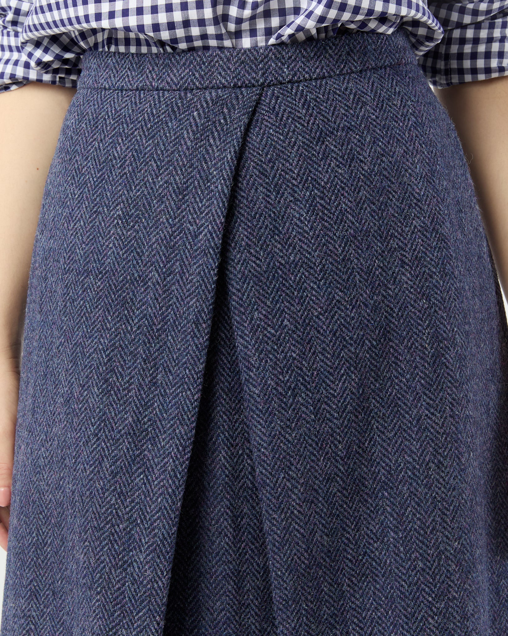 Preston Skirt in Eggplant Herringbone Harris Tweed