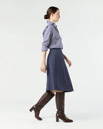 Load image into Gallery viewer, Preston Skirt in Eggplant Herringbone Harris Tweed
