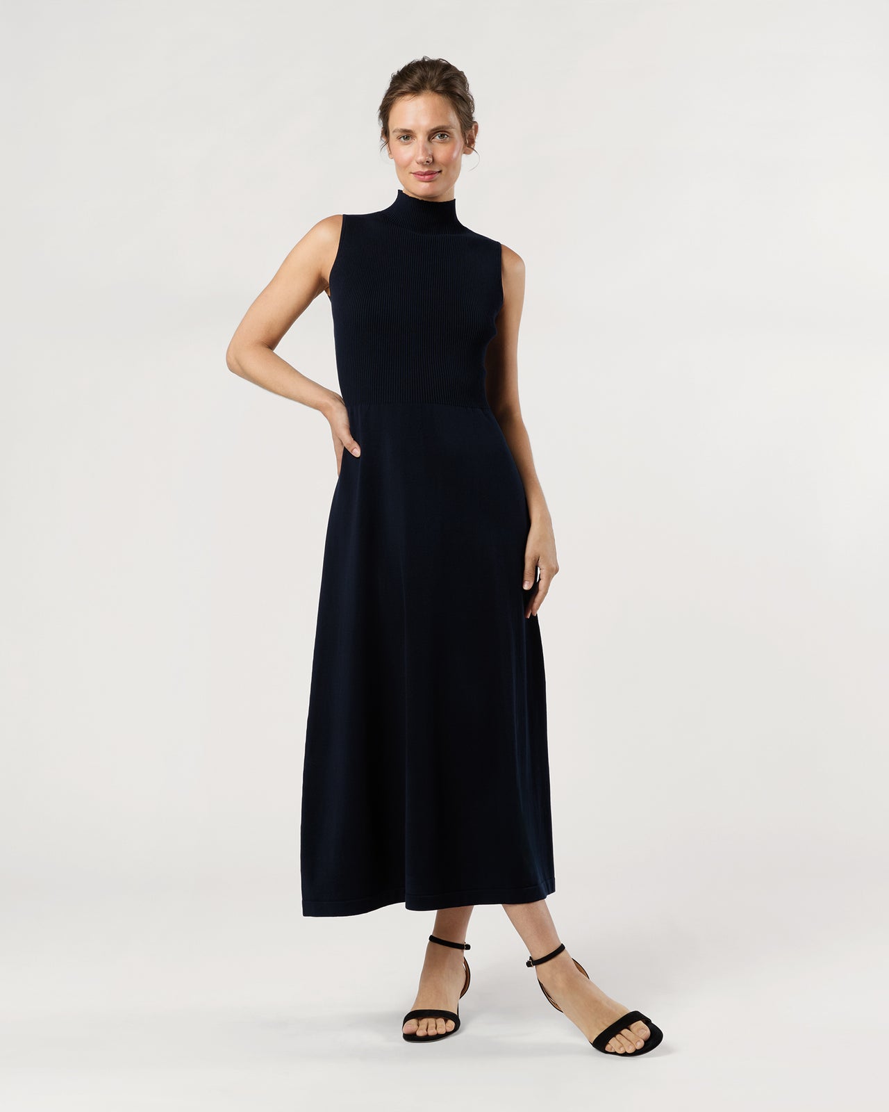 Charlotte Dress in Navy Ice Cotton