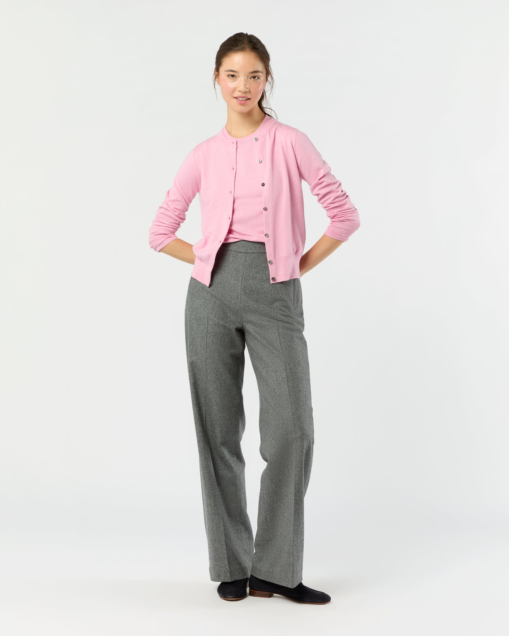 Rosie Cardigan in Heather Rose Cotton/Silk Yarn