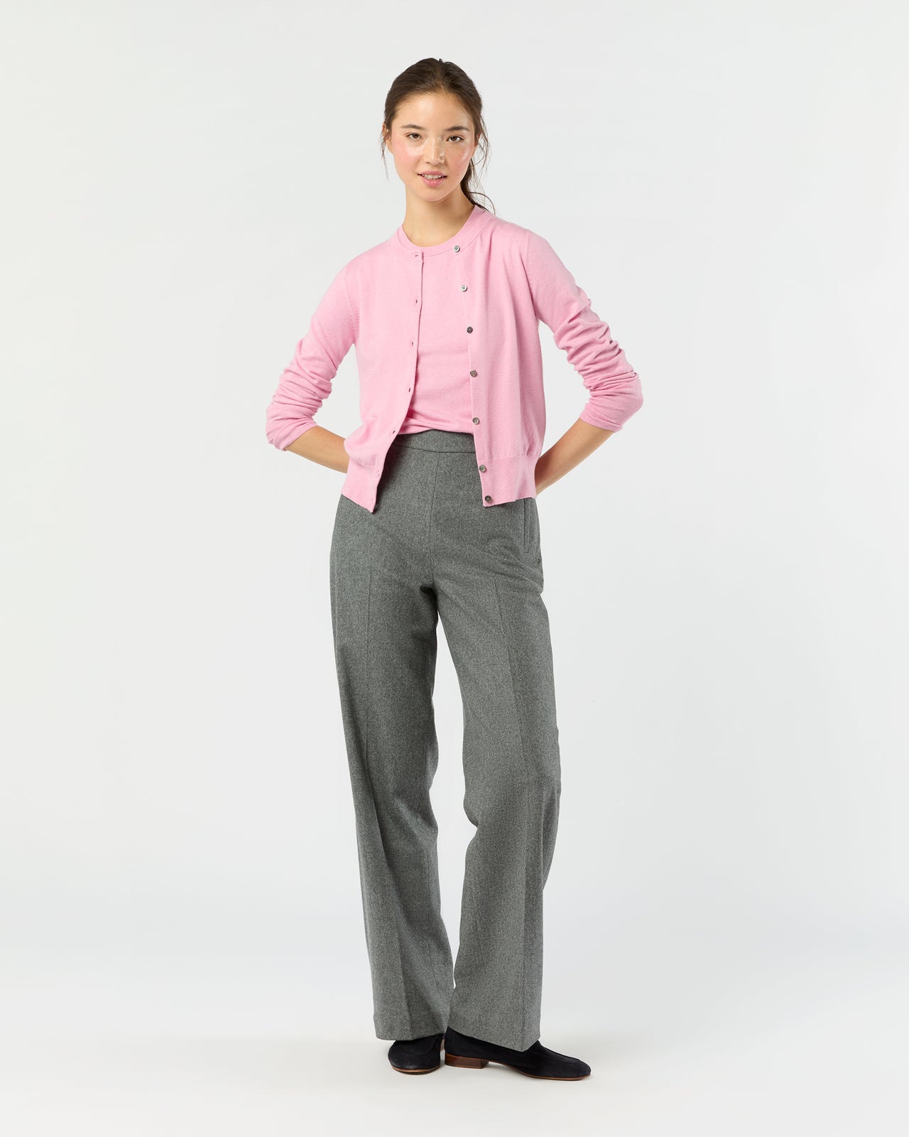 Rosie Cardigan in Heather Rose Cotton/Silk Yarn