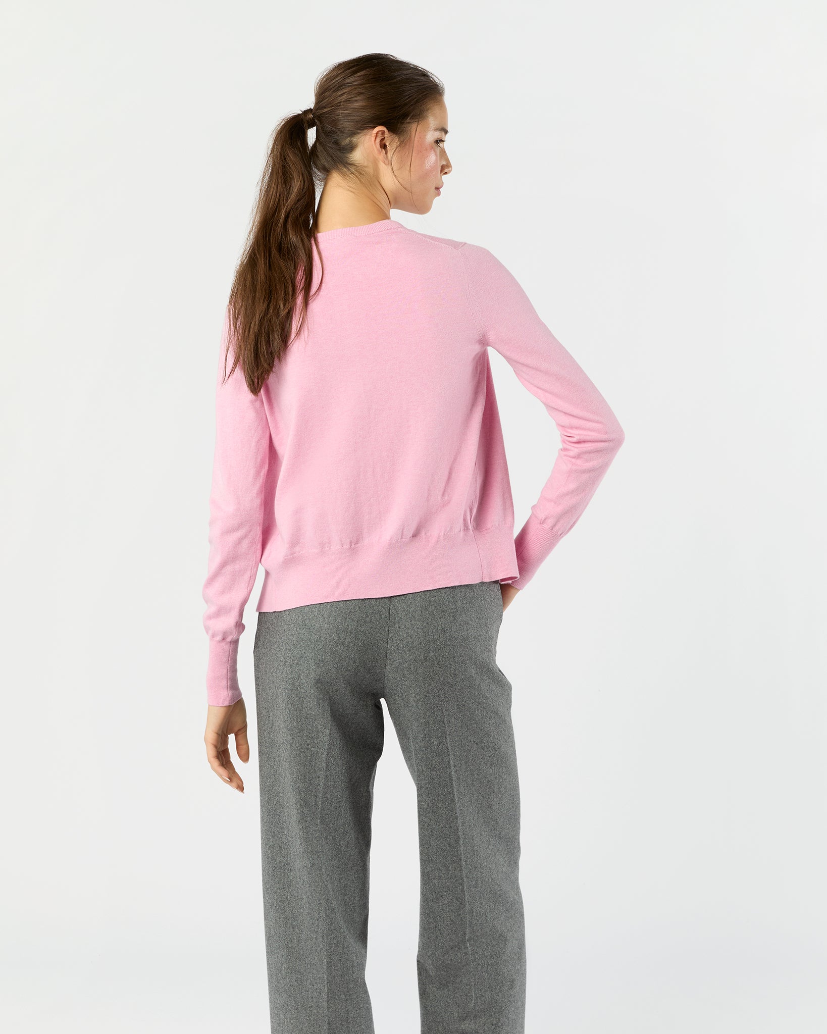 Rosie Cardigan in Heather Rose Cotton/Silk Yarn