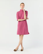 Load image into Gallery viewer, Rowan Short-Sleeved Funnel-Neck Dress in Heather Pink Extra Fine Merino Wool
