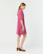 Load image into Gallery viewer, Rowan Short-Sleeved Funnel-Neck Dress in Heather Pink Extra Fine Merino Wool
